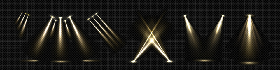 Poster - white spotlight beam with overlay effect to illuminate stage or product podium. realistic 3d vector 