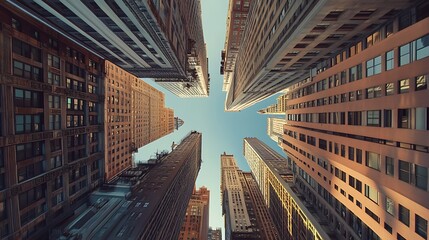 Wall Mural - Cityscape Looking Up at Towers