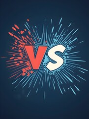 Vs icon or versus text game poster for battle or fight match contest vector flat cartoon, team competition compare design with halftone red and dark blue background backdrop frame