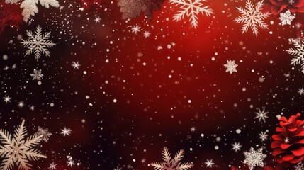 Wall Mural - red christmas background with snowflakes transparent background
