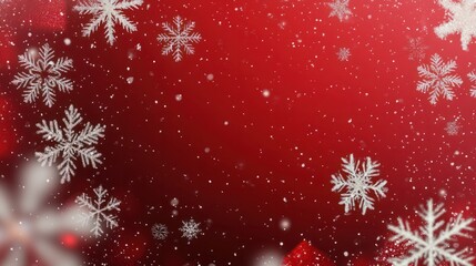 Wall Mural - red christmas background with snowflakes transparent background