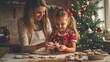 © Johannes - A mother and daughter baking festive christmas cookies together at home during the holidays
