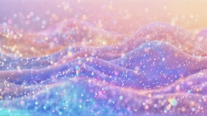 Canvas Print - Soft Pastel-Colored Waves Covered With Sparkling Lights, Creating A Dreamy, Ethereal Effect
