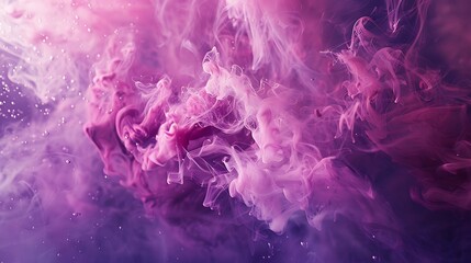 Poster - A vivid display of viva magenta smoke gracefully flowing through light and water, forming intricate abstract shapes. The vibrant colors blend together, creating a mesmerizing ink-in-water effect.