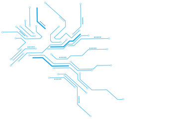 Wall Mural - Vector abstract technology on a white background. Blue circuit diagram on white background. 