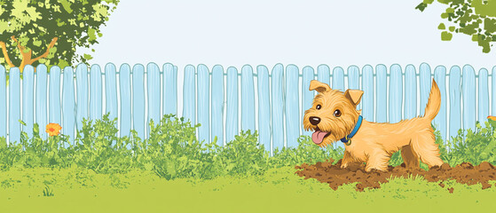 Sticker - Terrier Digging In The Yard In A Cute Manner