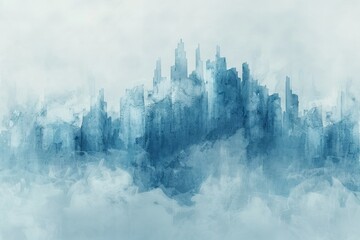 Wall Mural - Frozen Cityscape: A Watercolor Dream