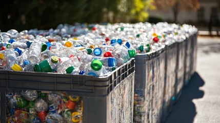 Recycling Bins Full of Plastic Bottles