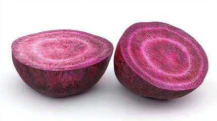 Wall Mural - Fresh and Vibrant 3D Render of Beet Cut in Half on White Background