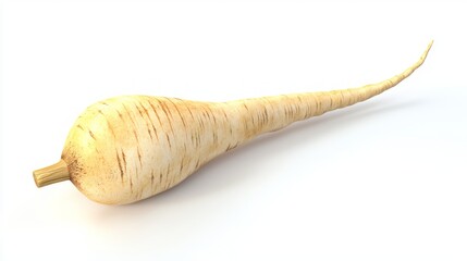 Sticker - Vibrant 3D Model of Fresh Parsnip with Long Tapered Shape on White Background at 45 Degrees Angle