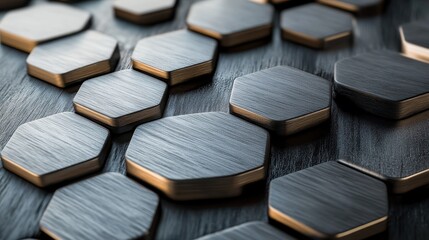Poster - A close up of a black hexagonal pattern