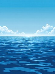 a blue ocean with a few clouds in the sky