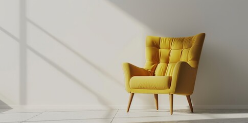 Canvas Print - Yellow Armchair in a Minimalist Interior