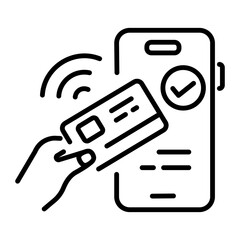 Sticker - A linear icon of contactless payment 