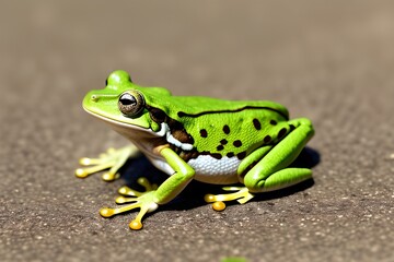 Wall Mural - Cute Green Frog Isolated on White Background