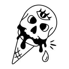 Canvas Print - A sketchy style icon of halloween cone 