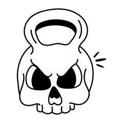 Poster - Hand drawn icon of skull kettlebell 