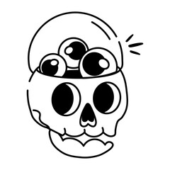 Sticker - A sketchy style icon of skull bucket filled with eyeballs  