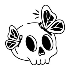 Wall Mural - Hand drawn style icon of butterfly skull 