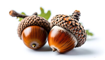 Wall Mural - Isolated acorns on a pristine white background