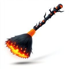 Halloween Broomstick with Pumpkin Faces and Glow Effects