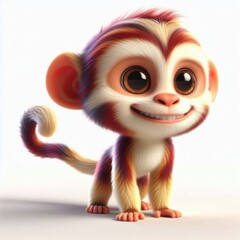 Poster - 3d monkey with a red and yellow