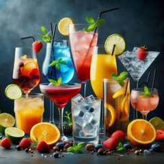 Wall Mural - glass of cocktails