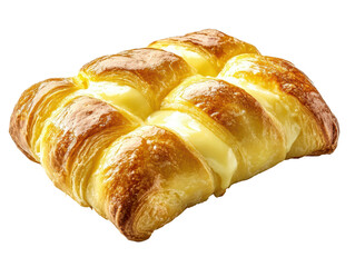 Cheese-filled pastry squares with a flaky crust, isolated, transparent background.