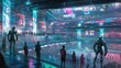 © AURA COLLECTIONS - A futuristic arena filled with spectators and advanced robotic figures.