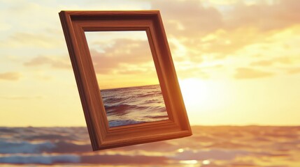 Sticker - Floating Frame Overlooking Ocean at Sunset