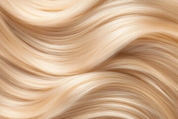 Ultra close up of sleek glossy wavy blonde hair displaying a healthy shine and soft texture