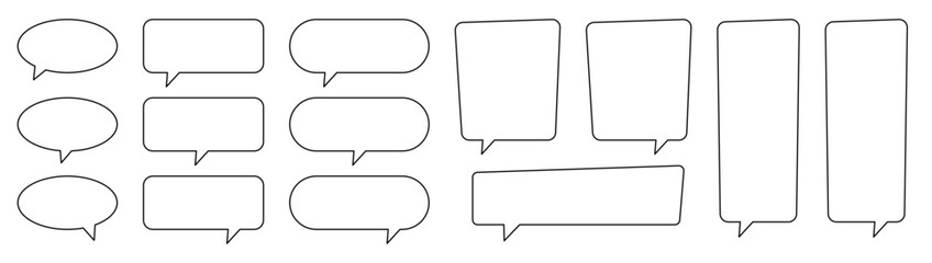 Wall Mural - Collection of line speech bubble, speech balloon, chat bubble.