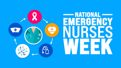 Wall Mural - National Emergency Nurses Week background or banner design template is observed every year in October. Holiday concept. Template for card, poster, placard, template. eps 10