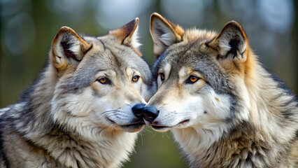  Beautiful stock photo of two wolves showing affection towards each other in the wild, wolves, love, affection, animals, nature