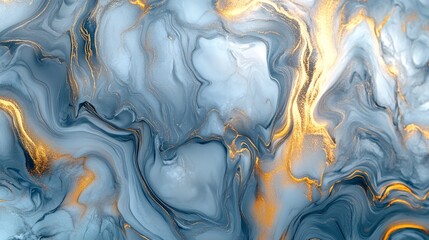 Wall Mural - Elegant Abstract Blue and Gold Fluid Art Background