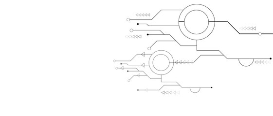 Poster - Vectors White Abstract geometric dots and lines connection circuit concept. Global communication technology background design