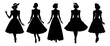© SarraMagdalina - Woman fashion dress icon silhouettes,1950 woman isolated on white background