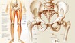 © ЮРИЙ ПОЗДНИКОВ - Detailed anatomical illustration of the human pelvic and leg bones, with labels for all major structures