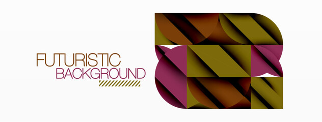 Poster - Circle, square and flower petal geometric background. Round shapes composition for wallpaper, banner, background or landing