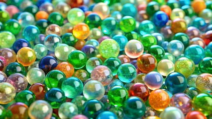 Vibrant Glass Marbles in Rainbow Colors Close-up