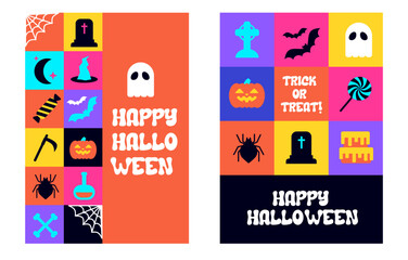 Wall Mural - Set of halloween postcards