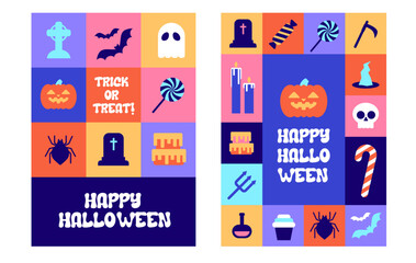 Wall Mural - Set of halloween postcards