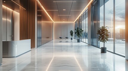 Poster - A minimalist office background, high-end atmosphere. Generative AI.