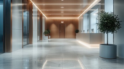 Poster - A minimalist office background, high-end atmosphere. Generative AI.