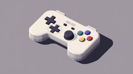 White Controller Video Game Play Retro Pixel Art,Retro Vintage Video Game Console Controller in 8bit Pixel Art for computer game,Cute colorful Controller game3d model render image,copy space.