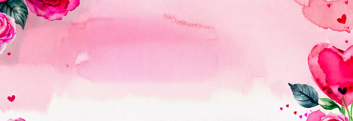 Wall Mural - Valentine's Day card. Web banner. Generative AI