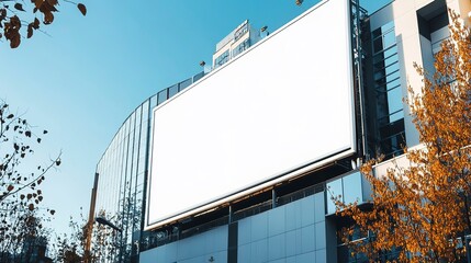 Poster - Large billboard advertisement and marketing mockup on modern building during daylight 