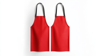 Stylish red apron with black straps, perfect for cooking or grilling, adding a vibrant touch to your kitchen or outdoor events.