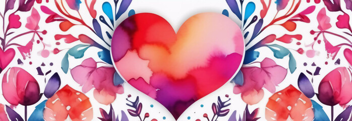 Wall Mural - Valentine's Day card. Web banner. Generative AI