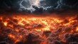 © Siripong - An intense landscape depicting fiery clouds illuminated by a dramatic lighting, showcasing the power of nature's fury.